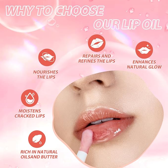 LANGMANNI Moisturizing Lip Oil, No-Sticky Lip Gloss Lip Balm Lip Care, Fruit - Image 6