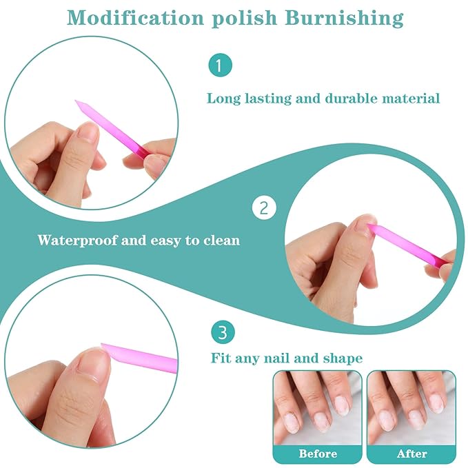 4Pcs Glass Cuticle Pusher, Dual-Ended Manicure Stick, 4 Colors Nail Cuticle - Image 2