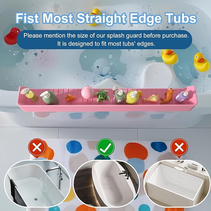 Splash Guard for Bathtub Kids, Silicone Bath Splash Guard Play Shelf, Tub Water - Image 7