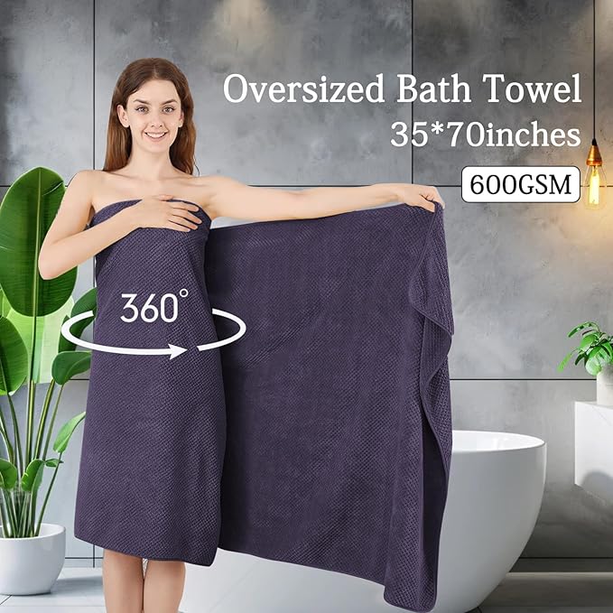 8-Piece Purplr Bath Towels Set, 2 Oversized Large Bath Towels Sheet, 2 Hand - Image 2
