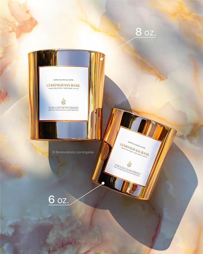 Benevolence LA Lemongrass & Basil Wood Wick Candles | Soy Christmas Scented - Image 4