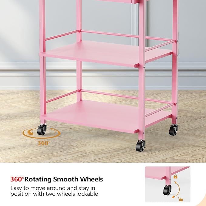 Salon Trolley Cart for Beauty SPA, Wooden Rolling Storage Station, Mobile - Image 7