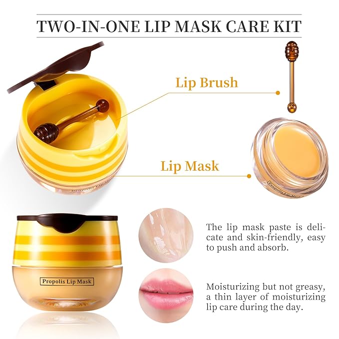 4 PCS Honey Lip Balm Pot, Strawberry & Honey Lip Mask, Hydrate & Moisturizing - Image 3