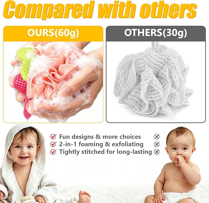 Kids Loofah, Cute Cartoon Animal Kids Bath Sponge - Image 8