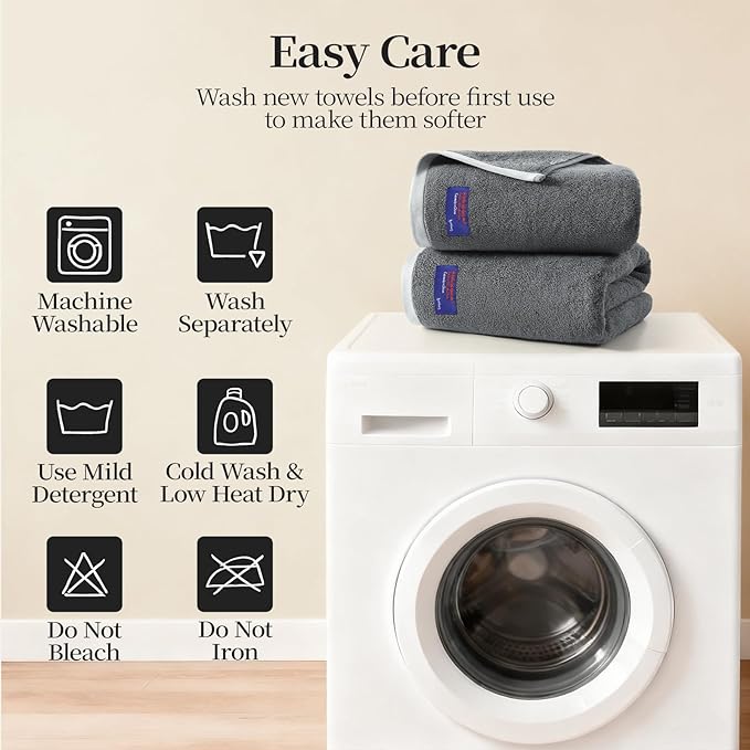 REDKISS 6 Piece Luxury Bath Towel Set, 2 Bath Towels, 2 Hand Towels, 2 - Image 9