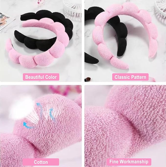 Spa Headband and Wristband Set for Women, Terry Cloth Sponge Headband for - Image 7