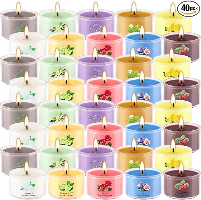 40 Scented Candle Set, 10 Fragrances, 35g Natural Soy Wax Candles by CAKETYCG