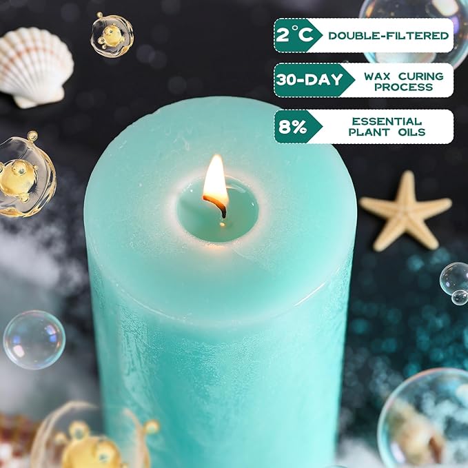 Ocean Breeze Scented Pillar Candle - Image 3