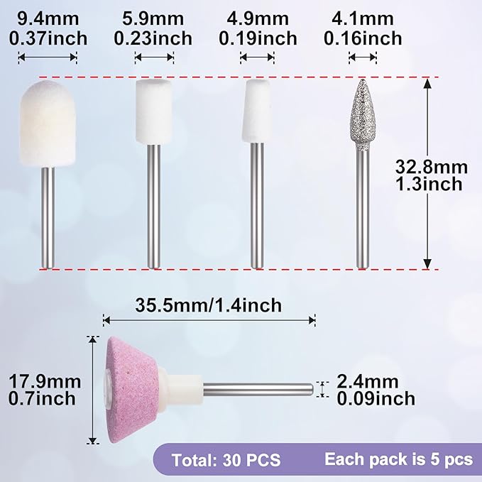 ANCIRS 30 Pcs Nail File Replacement Head Refills Set, Nail Drill Bits - Image 2