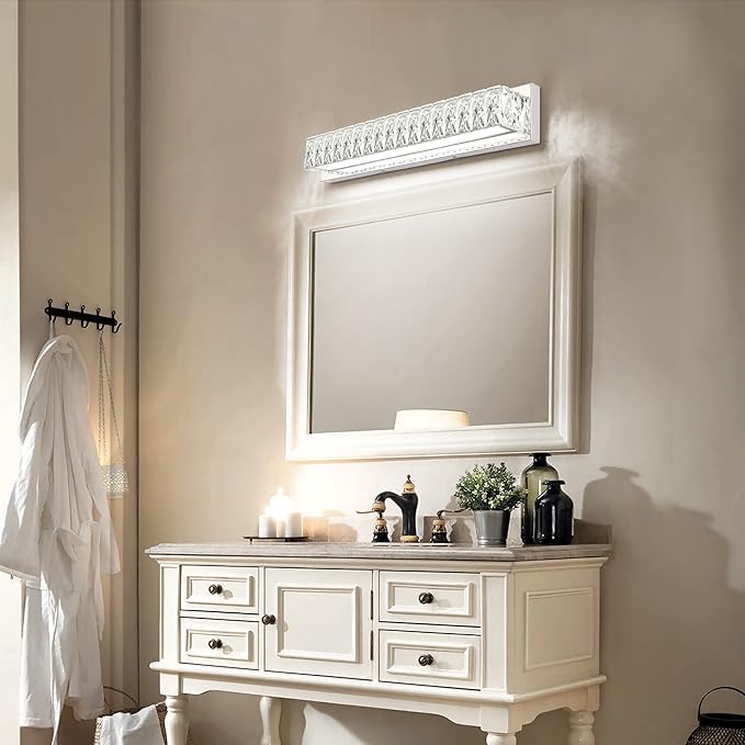 ZUZITO Crystal Bathroom Light Fixtures Over Mirror, 22.8in Modern LED Vanity - Image 6