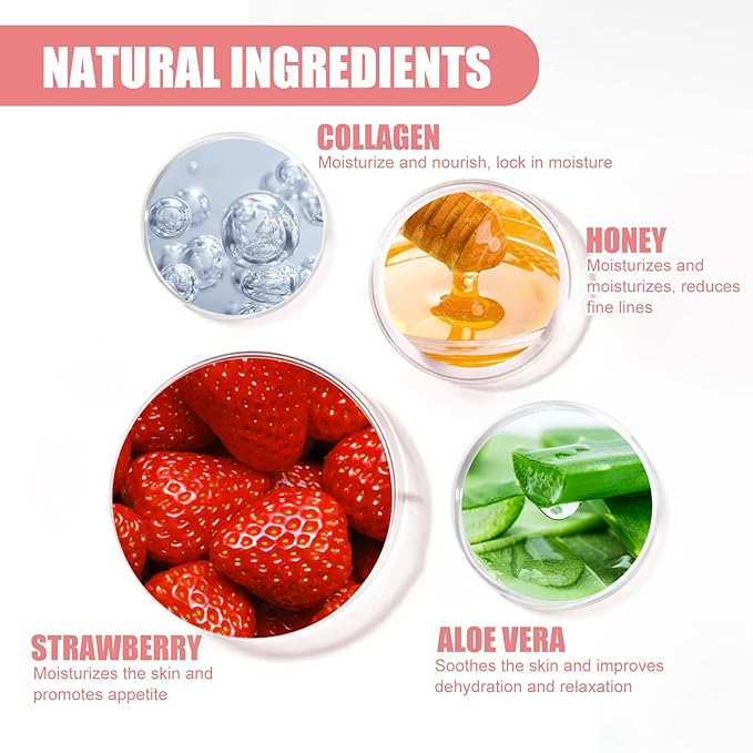 2 Pcs Lip Balm Honey Pot, Honey & Strawberry Moisturizing Lip Mask Reduces Lip - Image 5