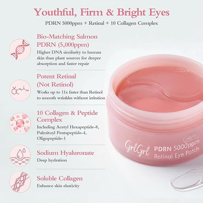 PDRN Eye Patches 5000ppm, Anti Smile Line & Wrinkle Under Eye Patches, Salmon - Image 4