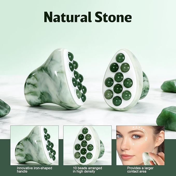 Jade Roller for Face, Gua Sha Facial Tool, Ice Eye Massager for Puffy Eyes & - Image 4