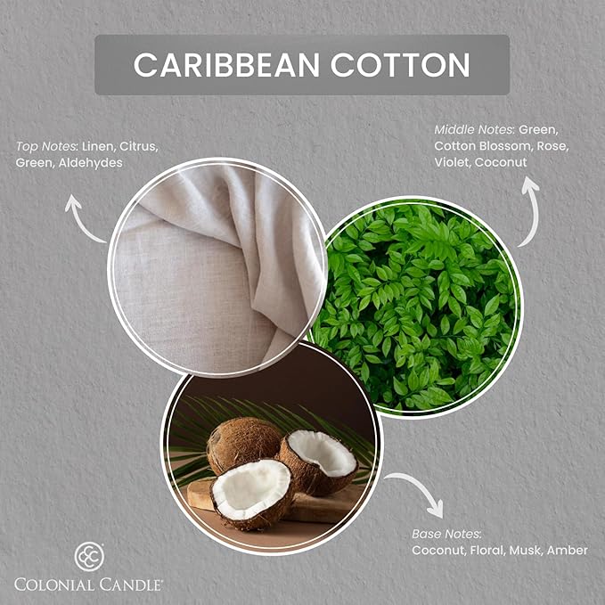 Colonial Candle Caribbean Cotton Scented Candle Jar, Highly Fragranced Candles - Image 2