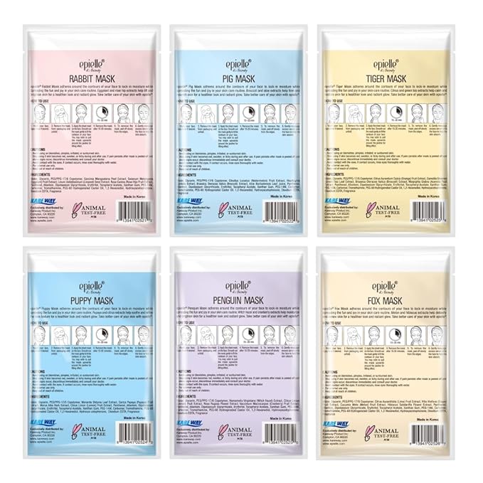 Epielle Character Face Mask Fuzzy Friends 6 Pack, Fun & Effective Korean Skin - Image 8