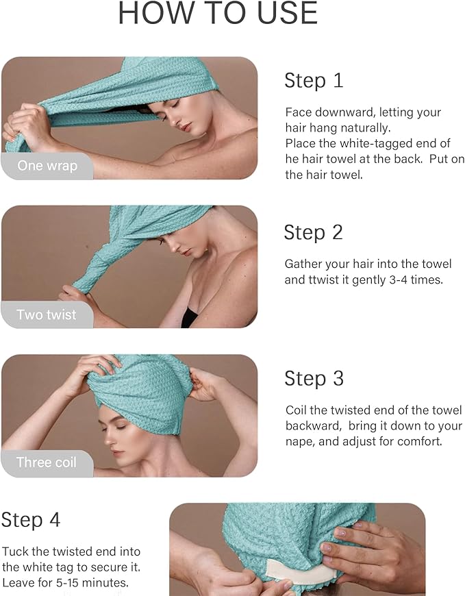 ROLSHOL 2 Pack Microfiber Hair Towel Wrap - Image 8