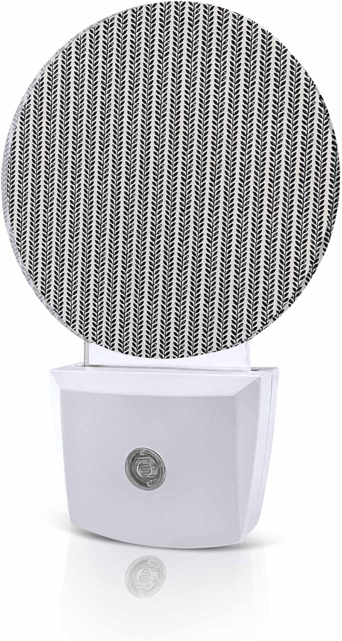Night Lights Auto Sensor Gray Pinstripes Night Light Woven Denim Striped Round by Home+L6
