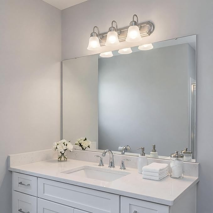 Kichler 24" 3-Light Vanity Bath Light in Brushed Nickel, Modern Bathroom Light - Image 11