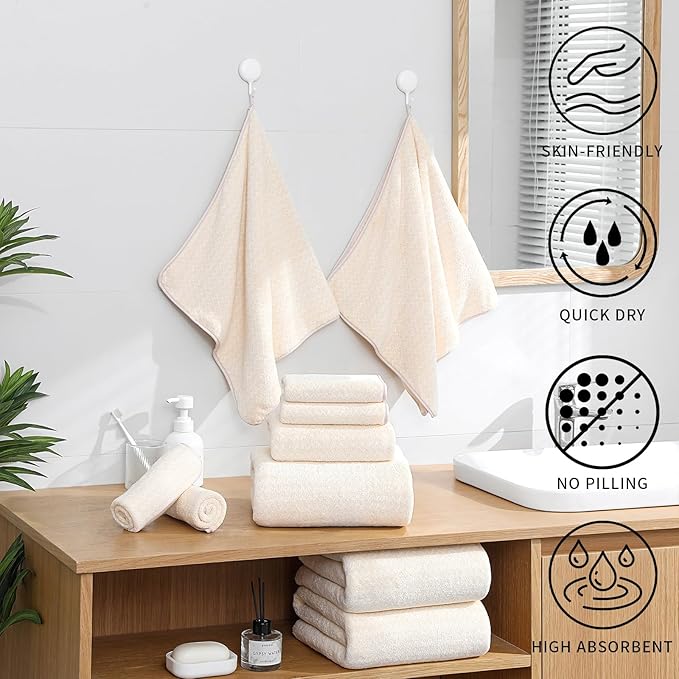 Ultra Soft Bath Towel Set, 12 Piece Family Bathroom Towel Set - Image 3