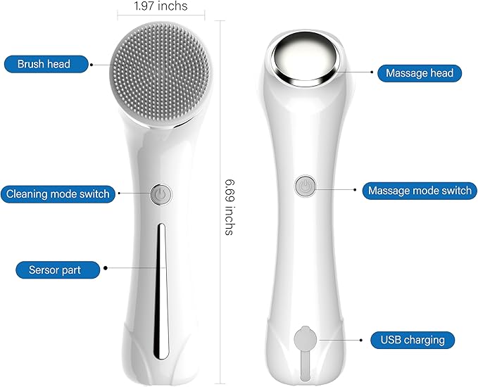 Facial Cleansing Brush, 2 in 1 Ｗaterproof IPx7 Facial Spin Scrubber Set - Image 7