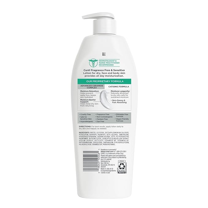 Curel Fragrance Free Lotion, Sensitive Hypoallergenic Lotion - Image 10