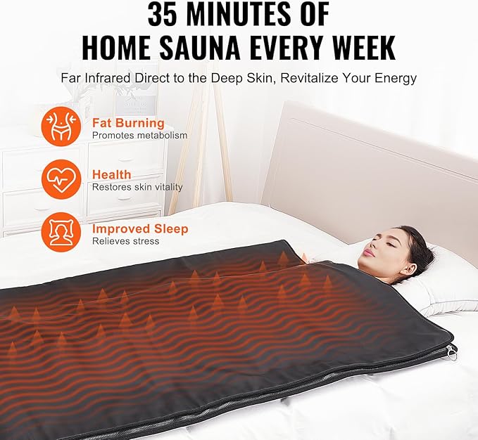 Happybuy Sauna Blanket for Detox, Home Relaxation, 1-6 Temp Levels, 1-60 Min - Image 2
