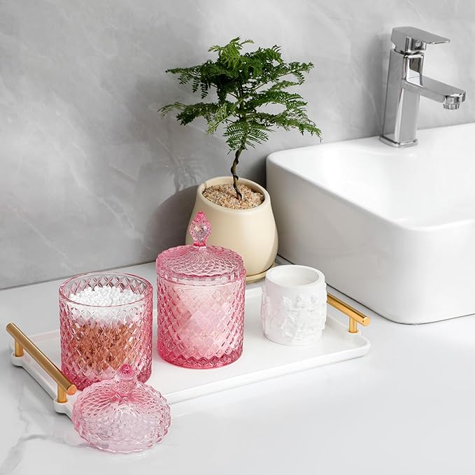 rejomiik 2 Pack Qtip Holder Glass Apothecary Jars - Image 2