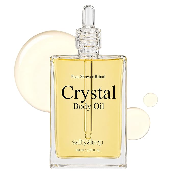 Crystal Body Oil Golden Glow, Scented Body Oil, After Shower and Bath Dry Oil by saltysleep