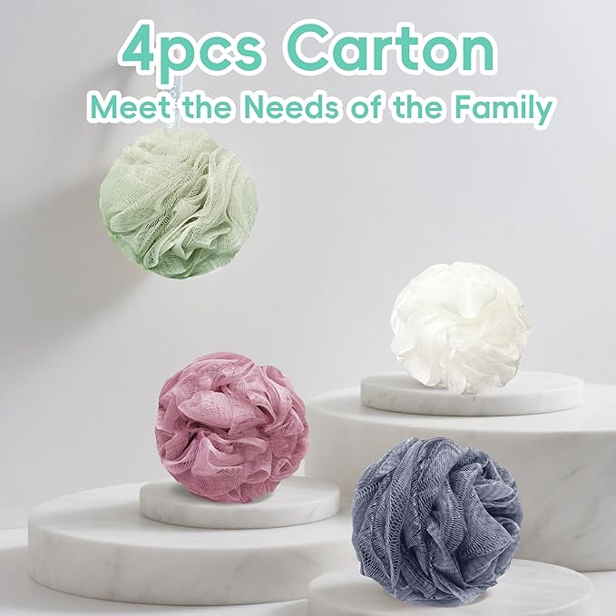 Shower Loofah 4PCS Soft Bath Body Sponge 60g Loofa Set Thick Wash Puffs - Image 6