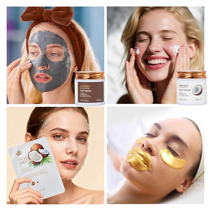 Mother's Day Gifts, Coconut 32 Pcs Facial Skin Care Kit, Home Spa & Self-Care - Image 3