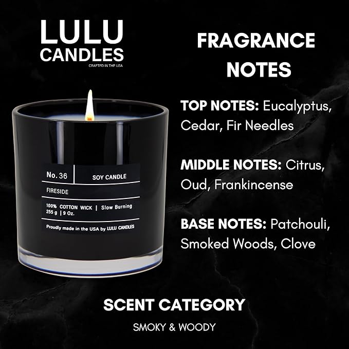 Lulu Candles | Fireside | Smells Like a Bonfire | Luxury Scented Soy Jar Candle - Image 2