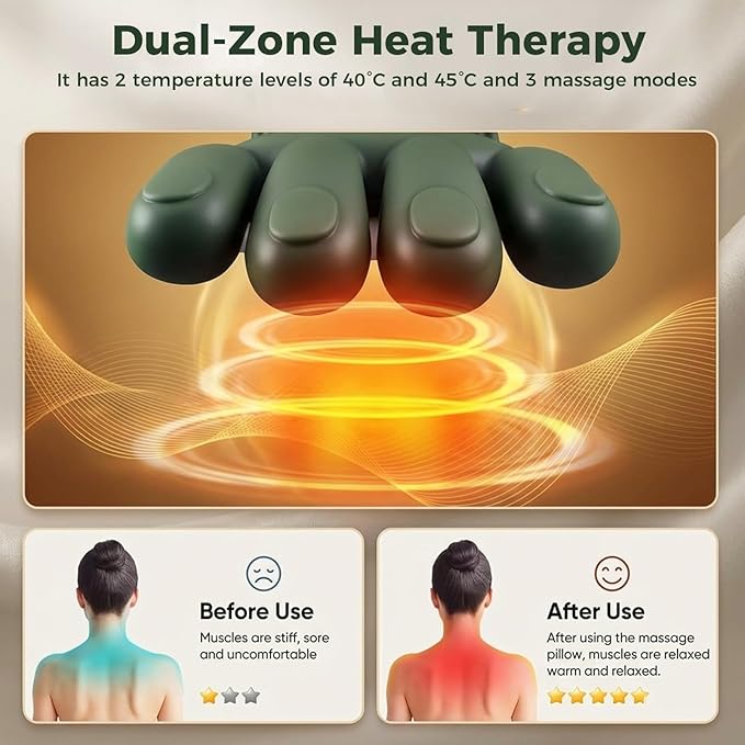 KppeX Upgraded Model Finger Deep Cordless Cordless Neck Massager Pillow - Image 3
