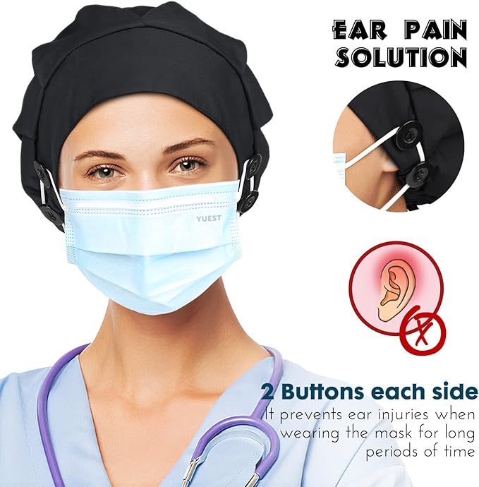 2 Pack Satin Lined Bouffant Scrub Caps - Image 7