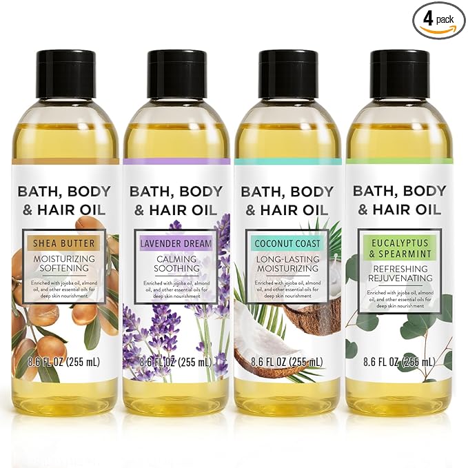 Bath Oil Body Oil with Shea Butter, Eucalyptus Mint, Coconut Scent Bath Oils by AutumnShower