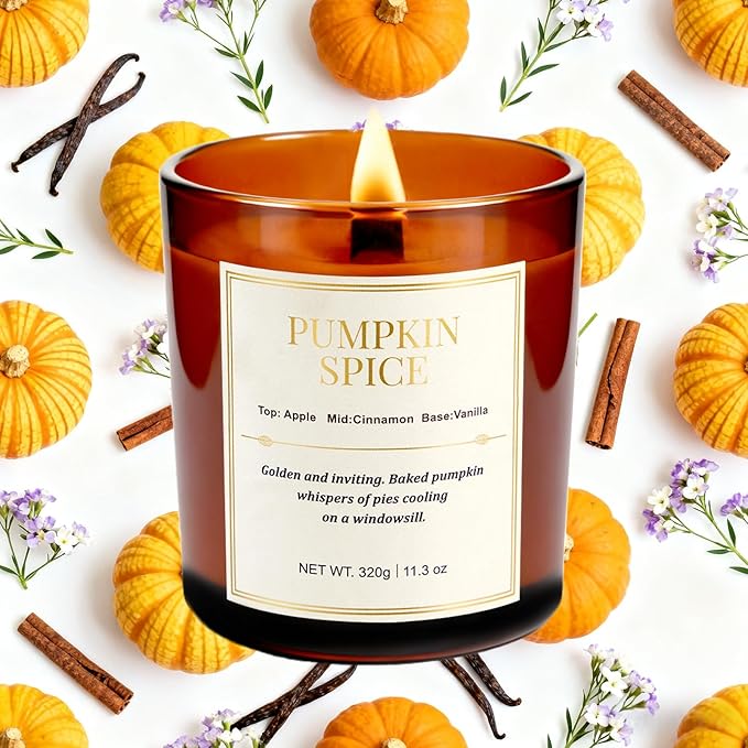 Scented Candles for Home, 2 Pack Wood Wick Pumpkin Spice Scented Candles - Image 2