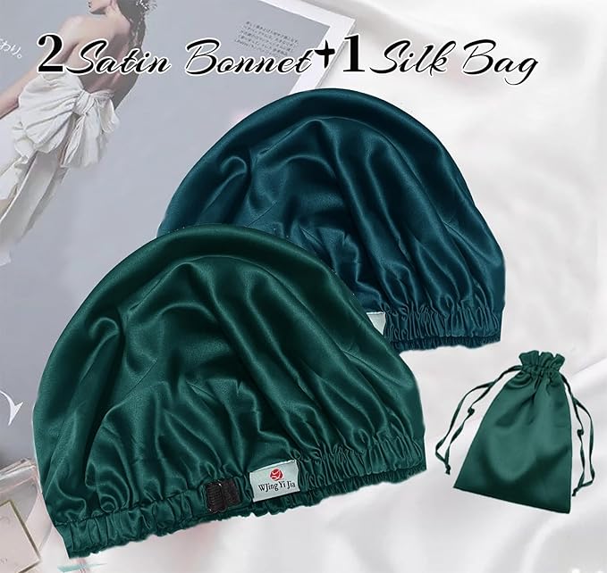 3Pcs Hair Bonnets For Sleeping Satin Bonnet For Women Silk Bonnets Womens Curly - Image 2