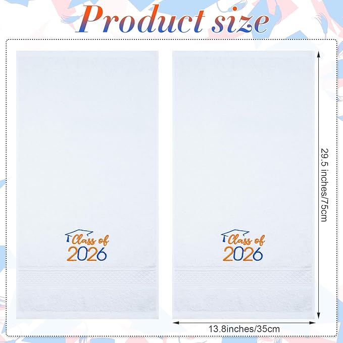 MASHAN Class of 2026 Graduation Hand Towels 3 Pack, 100% Cotton Soft Absorbent - Image 2