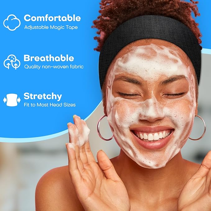 Noverlife 100PCS Disposable Spa Facial Headbands, Stretch Soft Skin Care Hair - Image 5