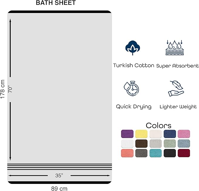 Hammam Linen Jumbo Large Bath Sheets Towels 2-Pack 35 x 70 Inches Soft and - Image 6