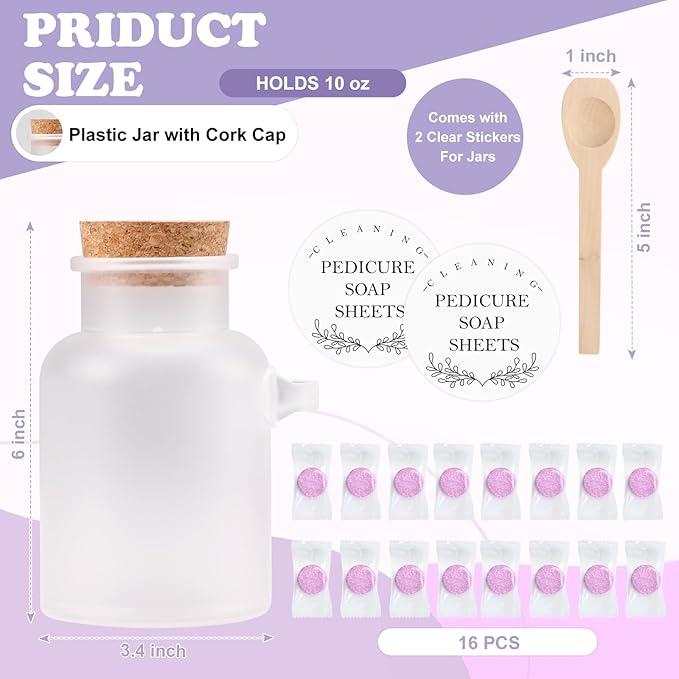 Pedicure Foot Spa Tablets 10 Oz Plastic Bath Salts Jar Foot Soak Tablets - Image 2