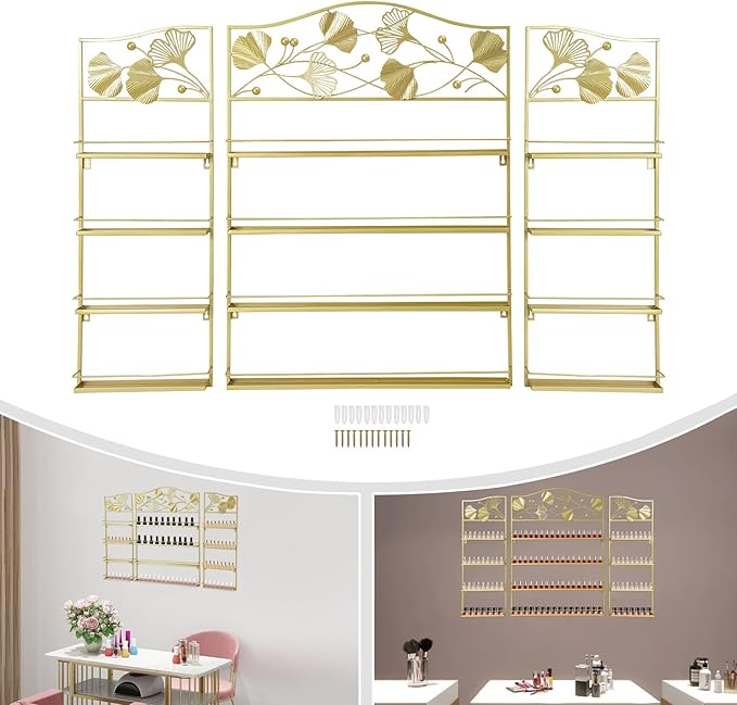4 Tier Wall-Mounted Nail Polish Storage Racks 3PCS Metal Nail Polish Organizer - Image 7