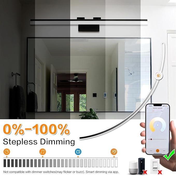 SOLFART Adjustable Color Temperature Dimmable Bathroom Light Fixtures Vanity - Image 4