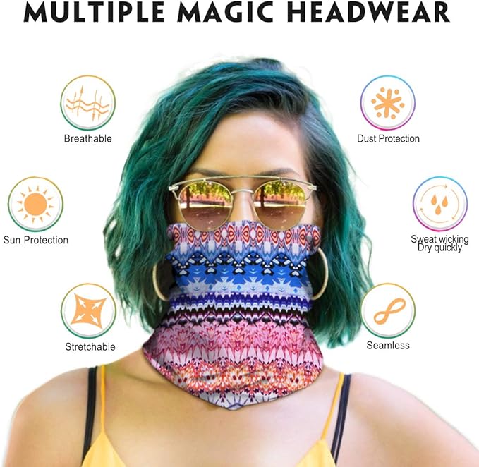Venswell Neck Gaiter Face Mask Men Women, Seamless Bandana Rave Face Cover - Image 2