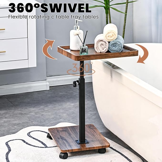 C Table End Table Adjustable Height, C Shaped End - Image 4
