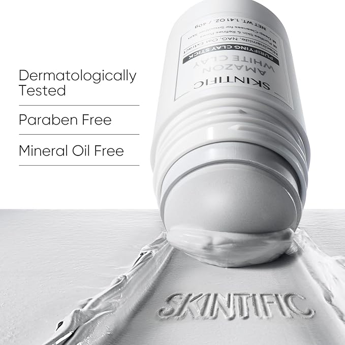 SKINTIFIC Amazonian White Clay Purifying Stick, Deep Clean Pores Mud Mask - Image 6