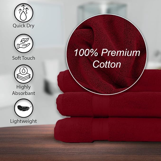 KAHAF COLLECTION 100% Cotton Bath Towels, 24x48 Pack of 6 Towels, Quick Dry - Image 4