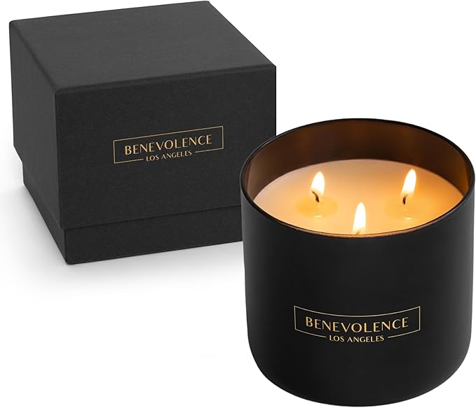 Benevolence LA 3 Wick Candle, Bergamot & Jasmine Large Christmas Scented by BenevolenceLA