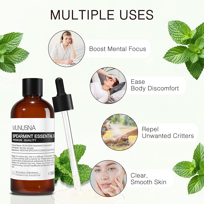 Spearmint Essential Oil 100ML, 100% Pure Spearmint Oil Aromatherapy Oil - Image 4
