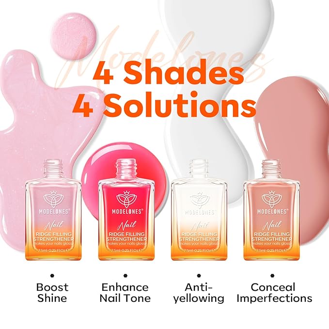 modelones Nail Strengthener Kits Milky White Glitter Pink Nude Nail Polish Sets - Image 2