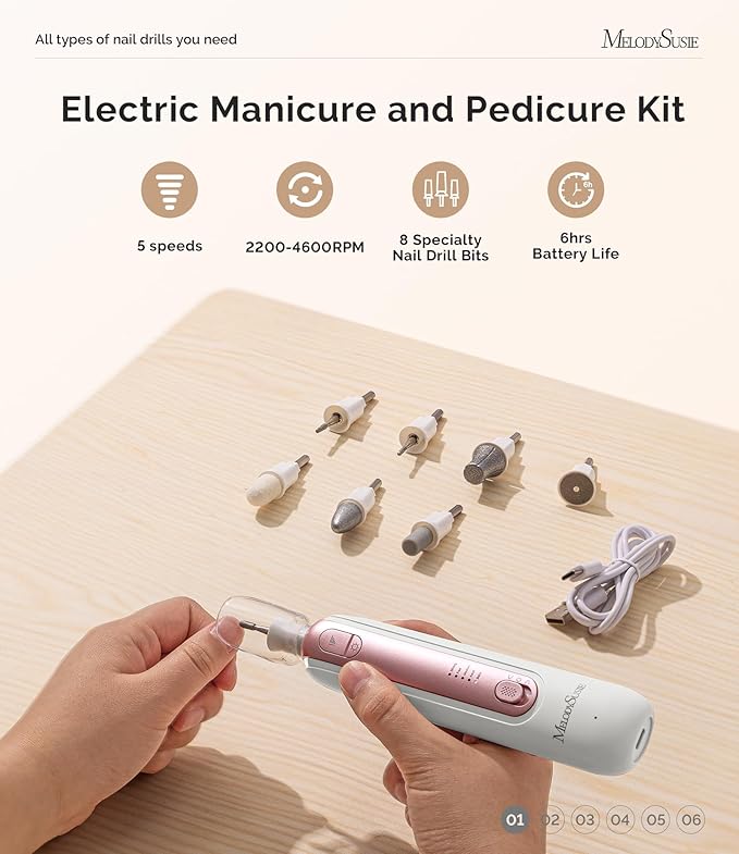 MelodySusie Cordless Pedicure & Manicure Nail Drill Kit, PC760G - Image 2